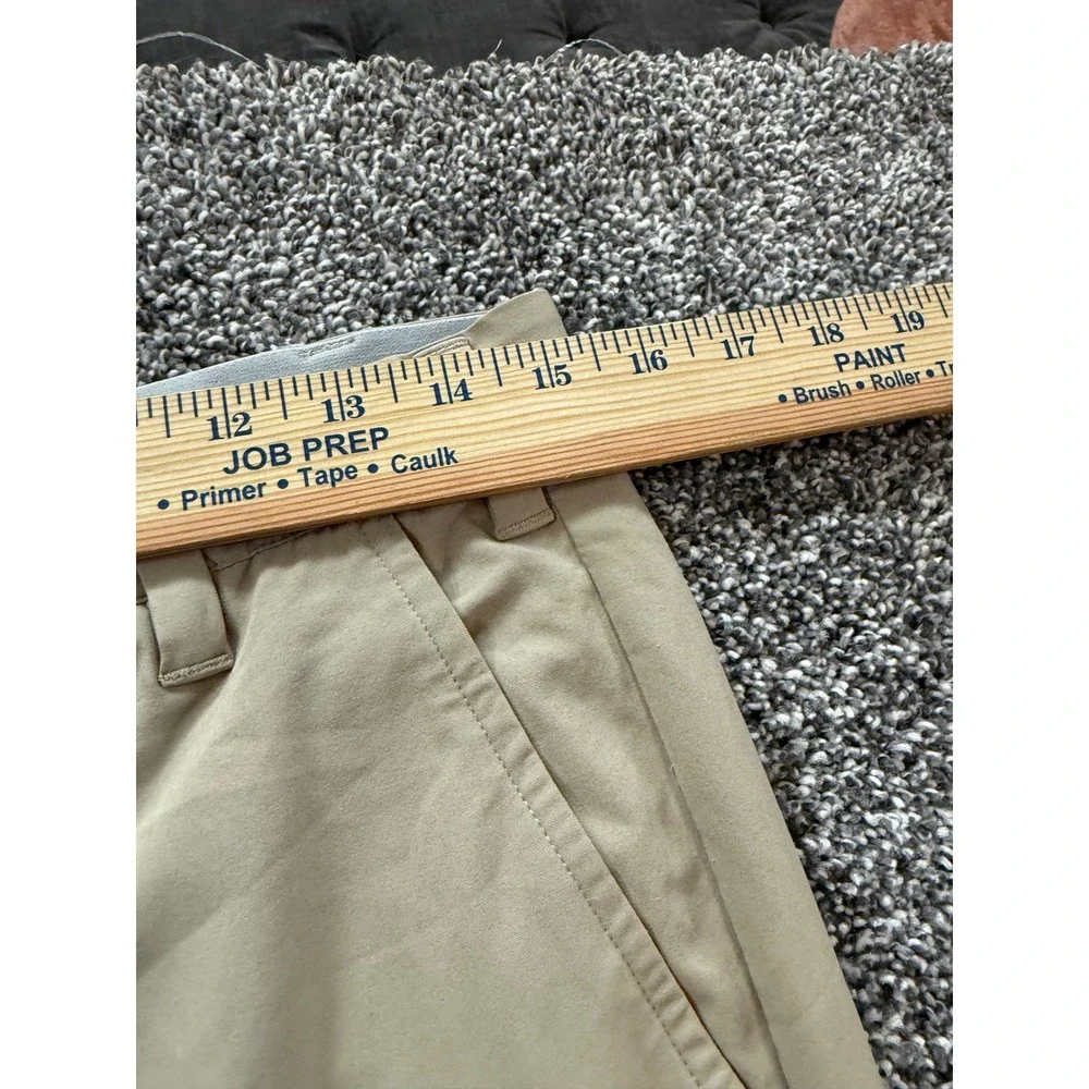 Adidas Golf Pants Mens 32x32 Khaki Tan Flat Front Performance Stretch Trousers